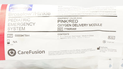 CareFusion 7700RAW Broselow/Hinkle Pediatric Oxygen Delivery Module Pink/Red